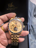 上海（SHANGHAI）牌手表男士機械表 全自動(dòng)鏤空透底 帶星期日歷 夜光防水男表 6021 黃金甲鋼帶機械男表 曬單實(shí)拍圖