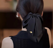 燁翡儷黑色飄帶緞面蝴蝶結抓夾高級感發(fā)夾半扎發(fā)低馬尾頭飾公主新款發(fā)飾 曬單實(shí)拍圖