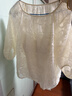 紅袖（hopeshow）輕熟風(fēng)雪紡襯衫2026春季新款女裝【霓裳羽衣】剪花流蘇超好看上衣 米白004 M 曬單實(shí)拍圖