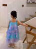 G.duck小黃鴨童裝女童連衣裙夏季新款美人魚(yú)公主裙兒童裙子夏天吊帶裙女 藍色裙子 90 建議1~2歲（80-90cm） 曬單實(shí)拍圖