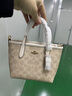蔻馳（COACH）【官方授權店】coach女包c(diǎn)ity15小號單肩斜挎包托特包送女友禮物 CW032IMXDM淺卡其色 曬單實(shí)拍圖