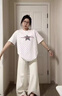 棉致重磅純棉波點(diǎn)星星字母短袖t恤女夏季新款復古寬松半袖衣服打底衫 A7528白色【高品質(zhì)】 L 105-120斤 曬單實(shí)拍圖