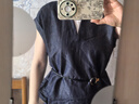 百圖（betu）女裝2026年春夏新款襯衫時(shí)髦假兩件腰帶收腰顯瘦短袖上衣2603T45 曬單實(shí)拍圖