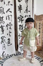 G.duck小黃鴨童裝嬰兒分體套裝夏季嬰幼兒童漢服夏天周歲衣服新中式唐裝 綠色 100 （建議身高90cm 3-4歲）cm 曬單實(shí)拍圖