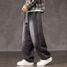 貓人彎刀牛仔褲子男士春秋季新款寬松潮流男生大碼夏直筒休閑闊腿長(cháng)褲 K272黑色 XL (建議130-155斤) 曬單實(shí)拍圖