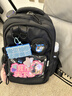 悠澤日系百搭大容量初中高中學(xué)生雙肩背包透明吧唧痛包娃包JK可愛(ài)書(shū)包 黑色（帶粉色星星） 曬單實(shí)拍圖