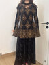 三吉黑花【精英衣櫥】【琳瑯】新中式釘珠繡花絲絨秋冬季連衣裙新年戰袍長(cháng) 黑金 S 曬單實(shí)拍圖