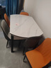 奧利克絲 亮光巖板餐桌椅組合 現代簡(jiǎn)約實(shí)木餐桌可伸縮折疊圓桌吃飯桌子 亮光雪山白-黑白框架輕奢皮椅款 1.35米 一桌六椅【12MM加厚巖板】 曬單實(shí)拍圖