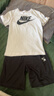 NIKE  3BRAND 耐克男女童純棉短袖T恤+短褲2件套裝夏季新款短袖套裝 正黑色 130 /64 【建議身高116-122cm】 曬單實(shí)拍圖