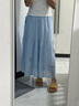 優(yōu)衣庫加長(cháng)款女裝層疊長(cháng)裙/半身裙裙子26春夏新款482286 484705 482286/60淺藍色 L 曬單實(shí)拍圖