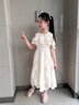 G.duck小黃鴨童裝女童裙子夏季兒童連衣裙2025新款女孩香檳色露肩公主裙 杏色 150 建議11~12歲（140-150cm） 曬單實(shí)拍圖