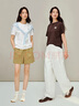 茵曼（INMAN）茵曼白色休閑圓領(lǐng)刺繡T恤2026春女裝新款寬松短袖上衣 咖啡色 XL 曬單實(shí)拍圖