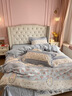 紅豆（Hodo）A類(lèi)公主風(fēng)水洗棉床上四件套雙層紗全棉純棉花邊被套床單三件套 青花瓷 【水洗棉面料 親膚裸睡】 1.8m四件套 床單款 -被套200*230cm 曬單實(shí)拍圖