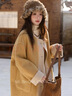謎秀2026新品品黃色雙面呢外套女2026秋冬羊毛大衣復古撞色顯瘦外套 黃色 M 曬單實(shí)拍圖