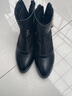 富貴鳥(niǎo)（FUGUINIAO）真皮女鞋春夏季皮鞋女粗跟網(wǎng)紗短靴子高跟女士百搭媽媽鞋鏤空涼鞋 FN0204/0031N黑色 （跟高5.8CM） 36 曬單實(shí)拍圖