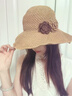 凡飾（FANCET）手鉤草帽女春夏法式優(yōu)雅帽子海邊度假沙灘帽氣質(zhì)花朵可折疊遮陽(yáng)帽 曬單實(shí)拍圖