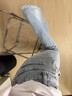 衣然呈品淺藍色低腰蕾絲拼接微喇牛仔褲女春夏新款破洞ins馬蹄拖地褲子女 淺藍 M 【建議105-120斤】 曬單實(shí)拍圖