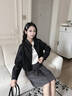 尚靜PU皮短外套女2026春季新款寬松百搭休閑翻領(lǐng)夾克衫單排扣黑色上衣 黑色 M 曬單實(shí)拍圖
