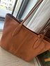 裘真植鞣羊皮漫漫托特包女大容量通勤包真皮休閑單肩包新款 大象灰 曬單實(shí)拍圖