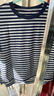 德瑪納【裸感體驗】夏季撞色圓領(lǐng)條紋打底衫落肩寬松小個(gè)子氣質(zhì)女式t恤 曬單實(shí)拍圖