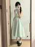 戀的連衣裙夏季2026新款收腰長(cháng)裙學(xué)生少女小個(gè)子高中初中女生夏天裙子 綠色 均碼 (可備注碼數) 曬單實(shí)拍圖