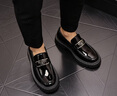 奢米頓高端板鞋男春秋2026新款潮牌時(shí)尚套腳懶人鞋厚底內增高休閑皮鞋 黑色標準版(套腳款) 37 曬單實(shí)拍圖