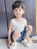 紅豆兒童背心男童莫代爾夏季薄款男孩內穿跨欄中大童打底上衣 白色+藍色 160 曬單實(shí)拍圖