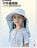 HeyBetter25新品兒童戶(hù)外披肩帽大帽檐全臉?lè )罆衩睕龈袧O夫帽女童遮陽(yáng)帽 大拖尾防曬帽-淺海藍（藍色） 推薦頭圍49-56cm 曬單實(shí)拍圖
