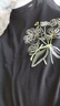茵曼（INMAN）休閑立體花朵刺繡短袖T恤2026夏季女裝新款圓領(lǐng)正肩合體上衣 黑色 XL 曬單實(shí)拍圖