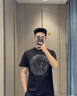 VERSACE JEANS范思哲男裝夏季美杜莎水晶燙鉆T恤修身圓領(lǐng)短袖絲光棉高端男士T恤 黑色 L 曬單實(shí)拍圖