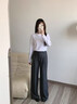 芮妍雅高級感灰色醋酸直筒褲女春季2026新款垂感拖地西裝褲九分褲闊腿褲 灰色 -長(cháng)褲【專(zhuān)柜柜貨】 常規 M /27 建議95-105斤 曬單實(shí)拍圖