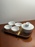 吉居新潮州功夫茶具套裝高白瓷一碗四杯帶托盤(pán)茶盤(pán)簡(jiǎn)約家用外出酒店賓館 一碗四杯帶托盤(pán)+茶夾 4人飲 7件 曬單實(shí)拍圖