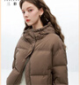 三彩2025冬季新款短款羽絨服連帽白鴨絨面包服寬松純色簡(jiǎn)約女 榛果棕 S 155/80A 曬單實(shí)拍圖
