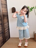 班喜迪女童套裝夏裝2026新款時(shí)髦洋氣寶寶無(wú)袖上衣褲子兒童夏季衣服童裝 藍色 100 曬單實(shí)拍圖