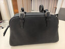 裘真植鞣胎牛皮悠悠保齡球包女復古通勤大容量手提單肩包包 黑色肩帶款-胎牛皮 曬單實(shí)拍圖