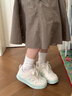 啄木鳥(niǎo)多巴胺厚底板鞋女2026春季新款增高小白鞋百搭舒適學(xué)生休閑運動(dòng)鞋 粉綠色 37 (235mm) 曬單實(shí)拍圖