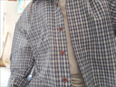 日系復古長(cháng)袖格子襯衫男女青春潮流春秋韓版百搭打底休閑上衣外套 藍灰小格子 S 70-90斤 曬單實(shí)拍圖