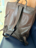 裘真植鞣羊皮信使系列豎款雙肩包大容量上班通勤休閑背包新款 咖啡色 曬單實(shí)拍圖