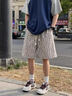 扎染拼接短褲男夏季薄款美式潮牌寬松直筒休閑中褲潮流運動(dòng)五分褲 白色 M 曬單實(shí)拍圖