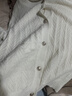 金菊綿羊毛100%圓領(lǐng)提花女士羊毛衫毛衣開(kāi)衫外套女式針織衫 白色 XL 曬單實(shí)拍圖