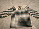 OAK FAMILY復古文藝色織格兒童海軍領(lǐng)格子襯衫男寶寶高支全棉長(cháng)袖薄外套上衣 【上衣】綠白小格 90 曬單實(shí)拍圖
