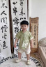 G.duck小黃鴨童裝嬰兒分體套裝夏季嬰幼兒童漢服夏天周歲衣服新中式唐裝 綠色 100 （建議身高90cm 3-4歲）cm 曬單實(shí)拍圖