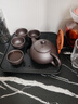 整套紫砂西施壺小套裝功夫茶具泡茶壺帶茶杯茶盤(pán)儲排雙用家用 紫砂茶具6件套（送配件） 曬單實(shí)拍圖