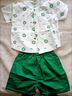 五小七童裝男童夏季套裝新款兒童白襯衫夏裝一周歲寶寶衣服兩件套 綠色 80 尺碼7-11月【建議寶寶75-85】cm 曬單實(shí)拍圖