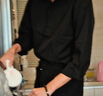 迪伽達黑色長(cháng)袖襯衫男春秋夏季痞帥垂感內搭百搭高級感寬松休閑襯衣外套 JCF-C161黑色 XL  (尺碼偏小，建議拍大一碼) 曬單實(shí)拍圖