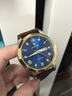 POEDAGAR瑞士正品男士手表奢華防水時(shí)尚韓版雙日歷夜光潮流手表男石英腕表 810間金殼藍面皮帶款 41mm 曬單實(shí)拍圖