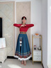 溥畔藏族舞蹈演出服裝女半身裙舞臺服飾學(xué)生藝考級練習裙廣場(chǎng)舞大擺裙 藏青色360度單件裙子 M 85-95斤 曬單實(shí)拍圖