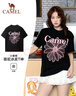駱駝（CAMEL）冰皮T神小雛菊短袖T恤棉感寬松休閑上衣 C36BAXLN023A 幻影黑 L 曬單實(shí)拍圖
