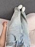 拉夏貝爾闊腿牛仔褲女春季燙鉆設計感寬松直筒褲子 淺藍色【小個(gè)子】 XL 曬單實(shí)拍圖