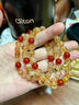 素聚暴富招財黃水晶黃塔晶金發(fā)晶紅瑪瑙手串手鏈本命年玉鐲禮物 暴富紅瑪瑙黃水晶手串8MM 曬單實(shí)拍圖